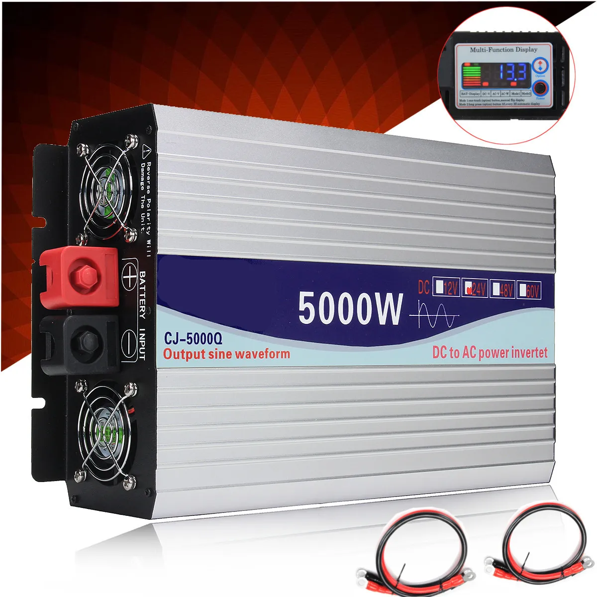 Интеллектуальный экран чистая Синусоидальная волна инвертор DC12V DC24V к AC220V 3000 Вт-6000 Вт преобразователь с ЖК-дисплеем