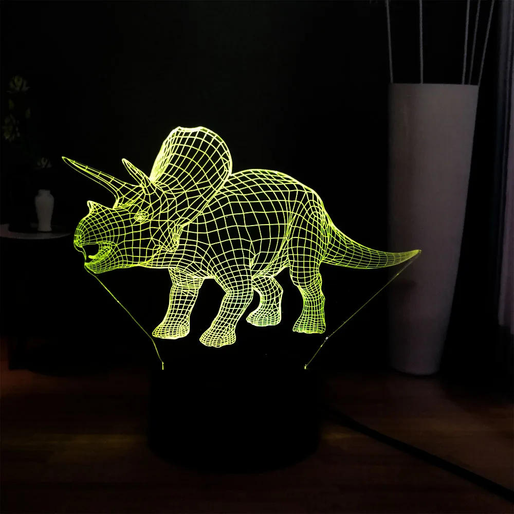 Dinosaur-4 Динозавр серия светодиодный ночник Albertaceratops Triceratops Anchisaurus Stegosaurus USB пульт дистанционного Многоцветный 3D лампа детский подарок - Испускаемый цвет: Dinosaur-4