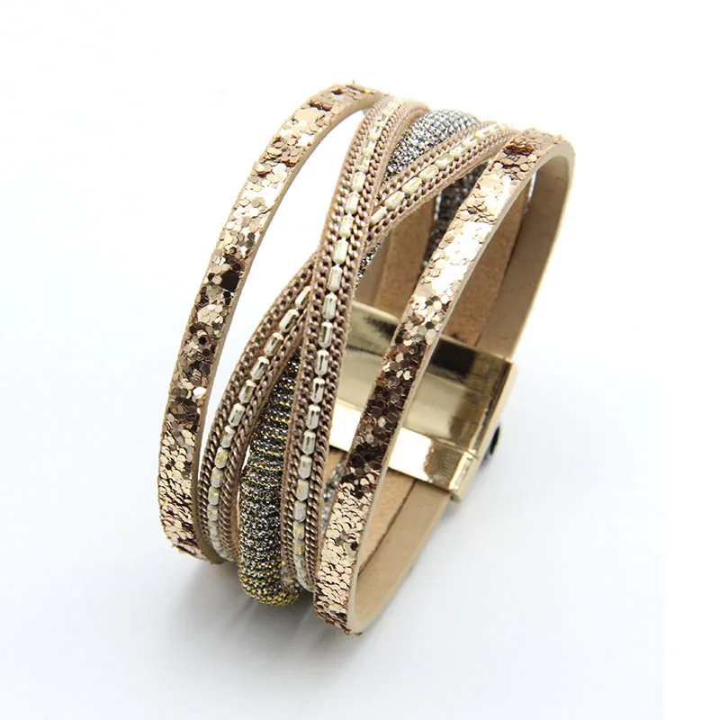 ZG, Женский Богемский Браслет, Плетеный ручной работы, Браслет-манжета с магнитной застежкой, 5 цветов