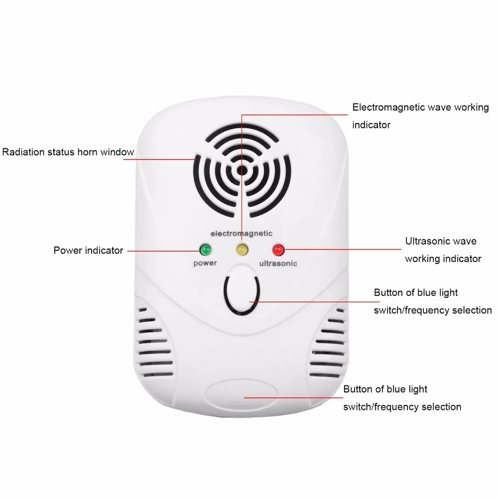 

Ultrasound Mouse Cockroach Repeller Device Insect Rats Spiders Mosquito Killer Pest Control Household Pest Rejecter