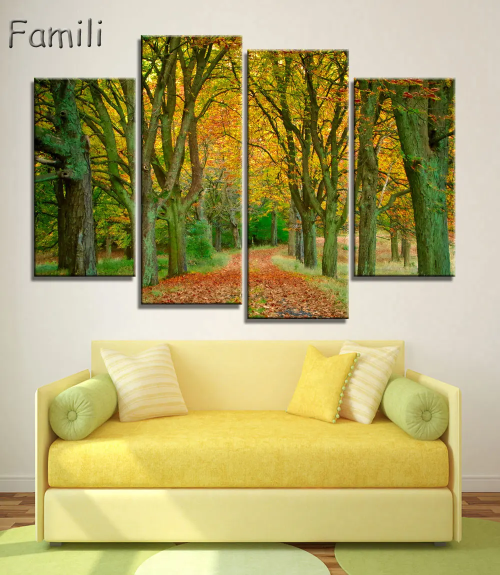 Осенний кленовый лист холст картина на стену картины для гостиной без рамки 4 шт.
