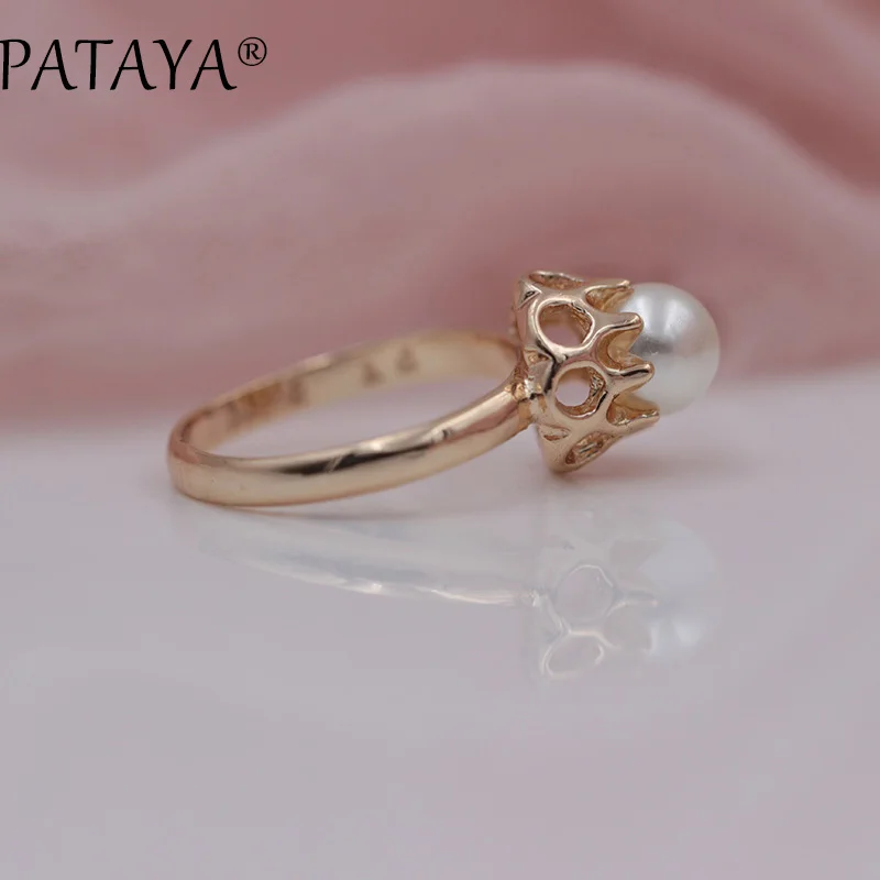 Женские кольца из розового золота 585 пробы с искусственным жемчугом|rose gold ring|gold