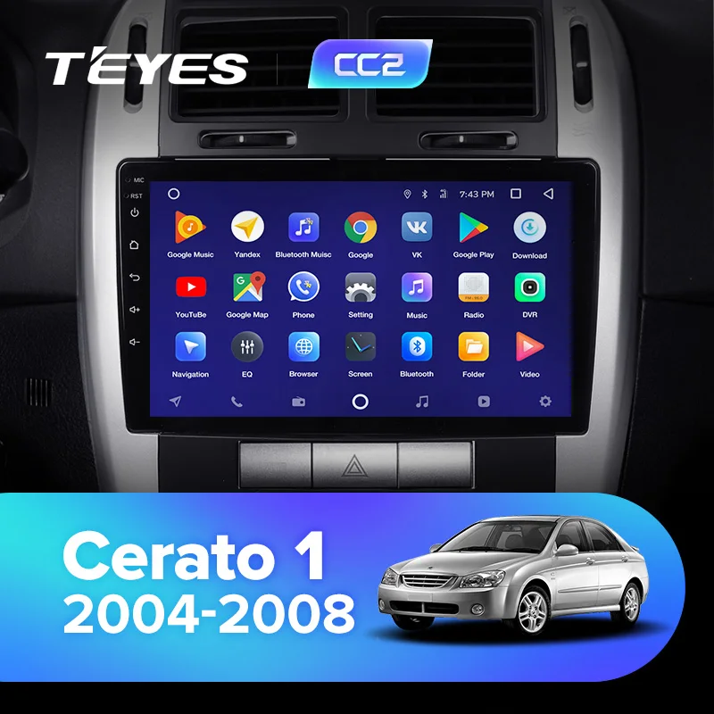 TEYES CC2 Штатная магнитола для Киа Серато 1 Kia Cerato 1 LD 2004 2005 2006 2007 2008 Android 8.1, до 8-ЯДЕР, до 4+ 64ГБ 32EQ+ DSP 2DIN автомагнитола 2 DIN DVD GPS мультимедиа автомобиля головное устройство