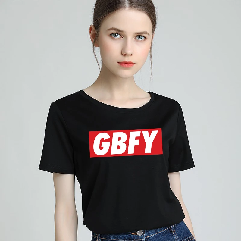 Модная женская футболка большая для полных женщин принт GBFY слова Футболка Топ