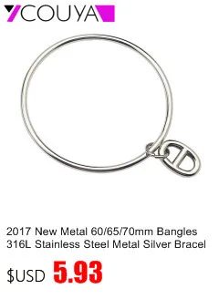 New Metal 60/65/70mm Bangles 316L Stainless Steel Metal Silver Bracelets& Bangles pulseiras for Women Jewelry A10015