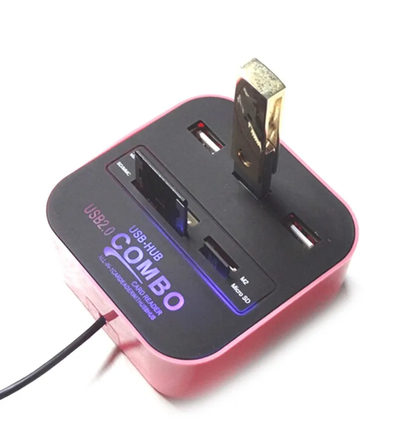 usb-хаб 2,0 480 Мбит/с USB Combo Card Reader все в одном Мульти USB разветвитель для MS, M2, SD/MMC, TF портативный для ПК ноутбука