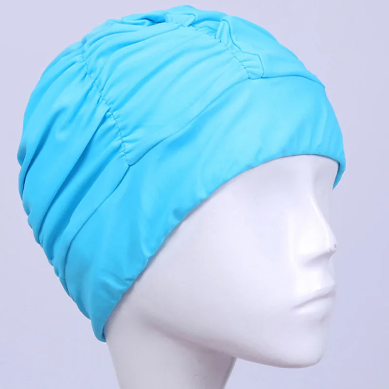 Sea blue Lurehooker, защищающая уши, длинные волосы, спортивная шапка для бассейна, шапка для плавания, тянущаяся шапка для плавания, пелерина для купания, шапка для мужчин, женщин, взрослых - Цвет: Sea blue