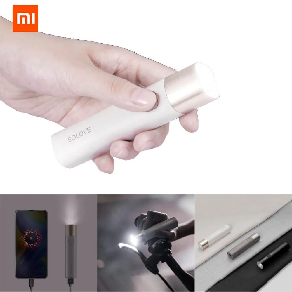 XIAOMI MIjia SOLOVE X3 USB Перезаряжаемый яркий EDC фонарик 3000 мАч Внешний аккумулятор мини светодиодный фонарь