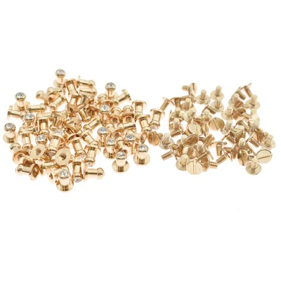 Golden 60 компл./лот высокое качество, со стразами, с круглым носком, с металлическими заклепки с ручкой кожаные сумки винтовой гвоздь наклепки для рукоделия - Color: Golden
