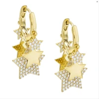 2019 rushed brincos crystal star earings delicate cute cz tiny mini minimalist girl women gold dangle cz star earring