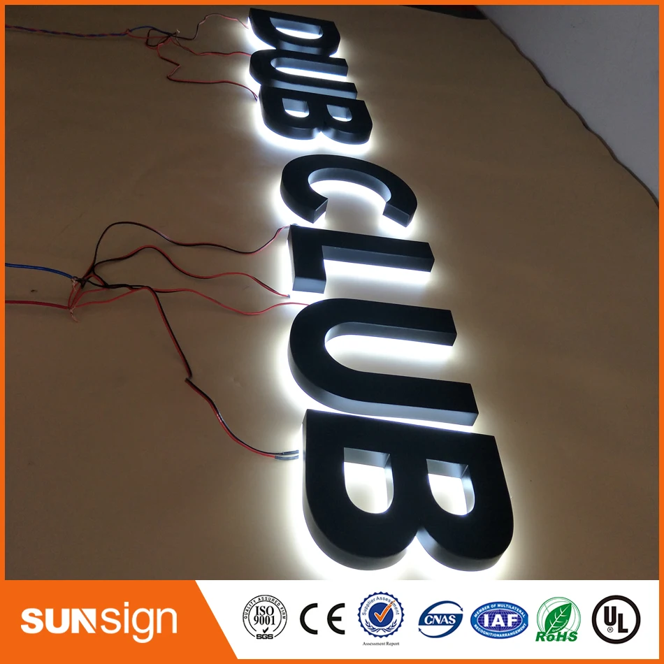Расписные вывески с подсветкой из нержавеющей стали светодиодный 3D светящийся