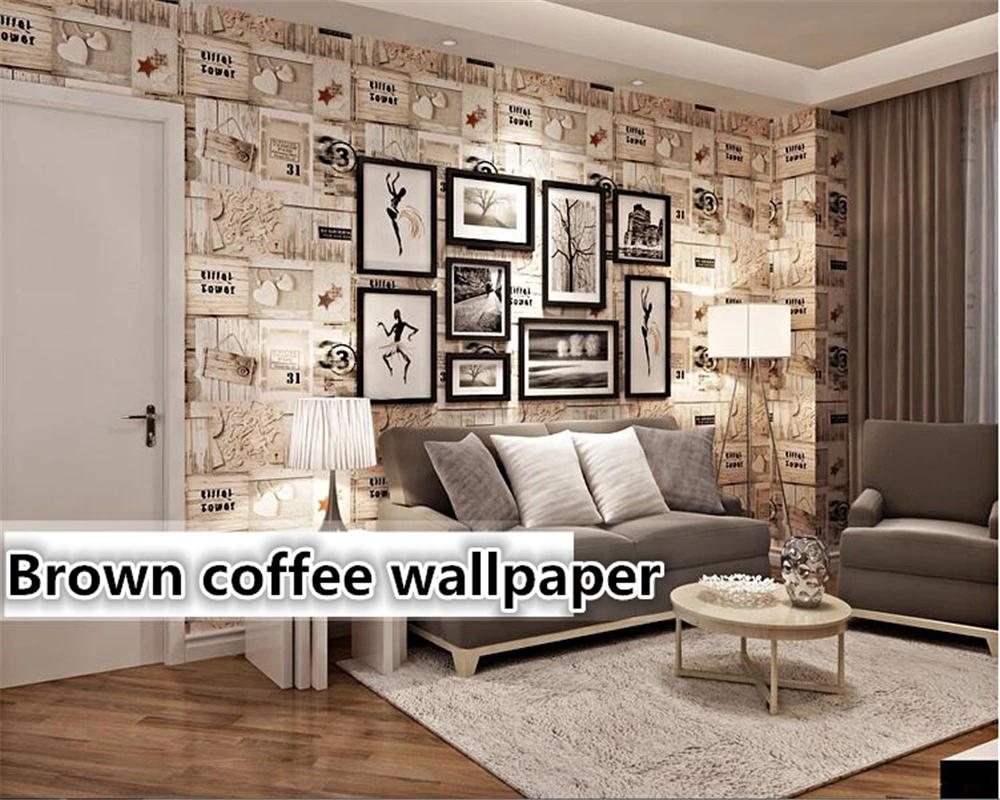 

beibehang Retro Vintage Woodgrain Wood Board Background Wallpaper Cafe Internet Cafe Graffiti Korean Korean Poster 3d wallpaper