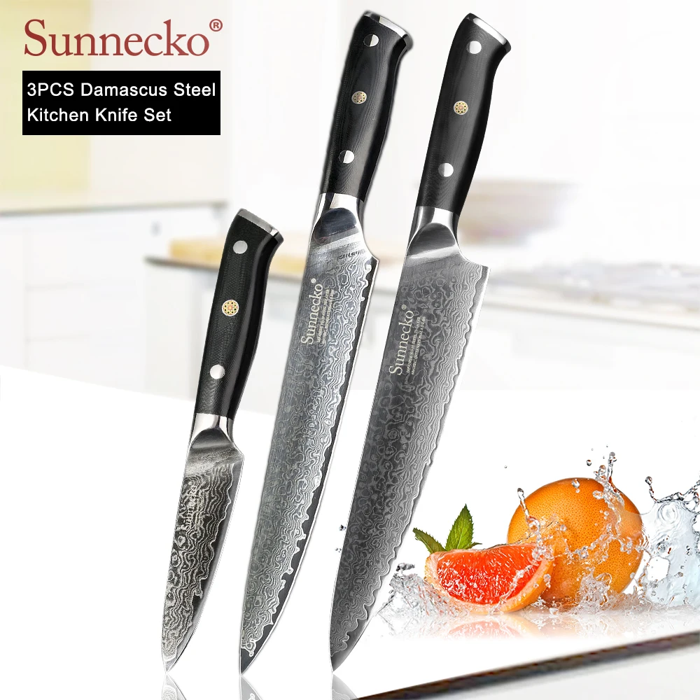 Набор профессиональных кухонных ножей SUNNECKO VG10 комплект из 3 предметов нож для