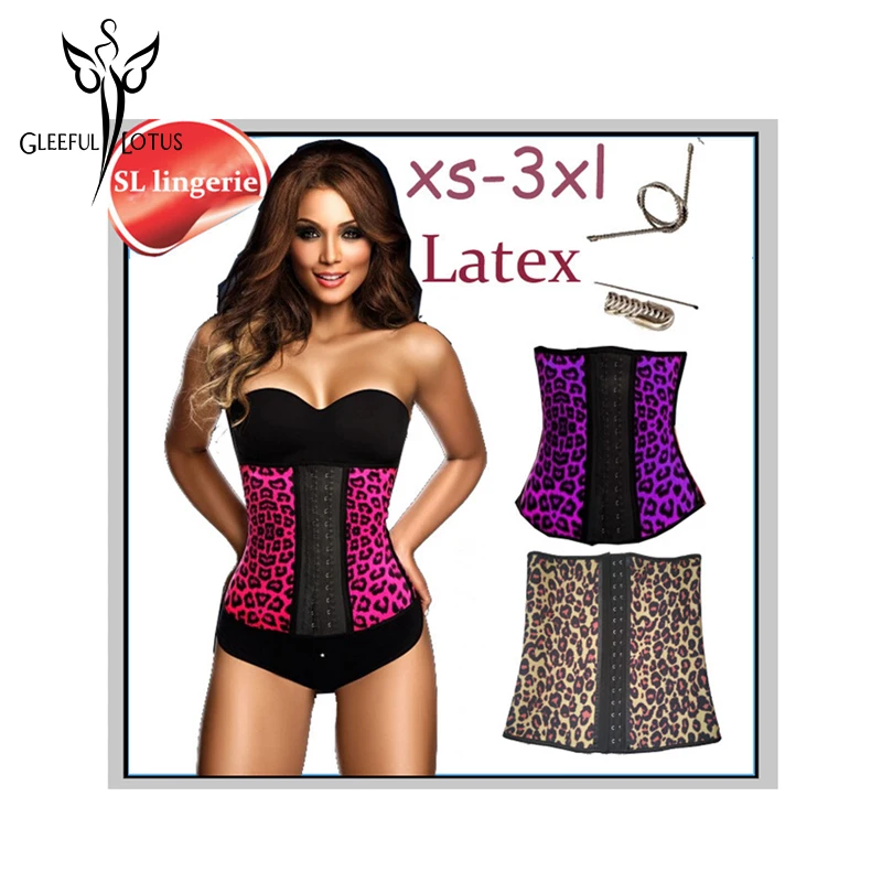 Леопардовый латексный тренировочный корсет для талии женщин корсеты и бюстье