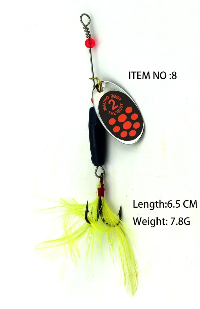 RED dot dressed treble hook inline spinner Bait black fury Fishing Lure Bass salmon trout musky Fly Sequins Pesca Carp | Спорт и