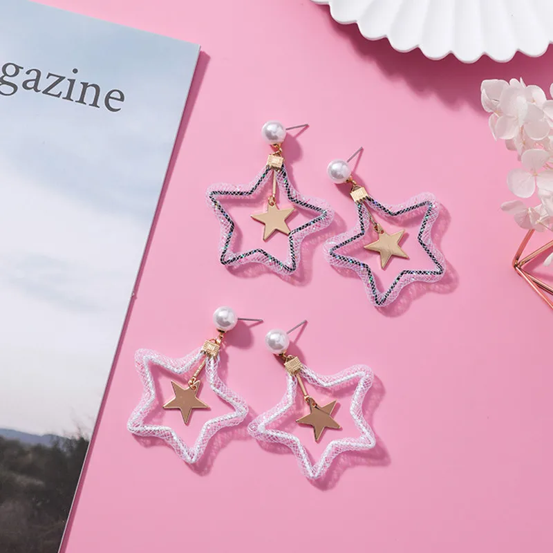 Современные Для женщин серьги 2018 простой сетчатые Gold Star корейской моды