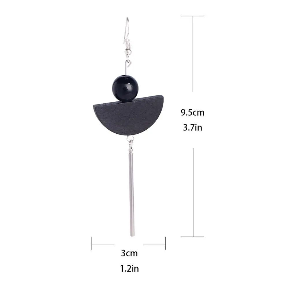 Elegant Black Drop Earrings Fashion Minimalist Long Tassel Wooden Jewelry For Women Accessories | Украшения и аксессуары
