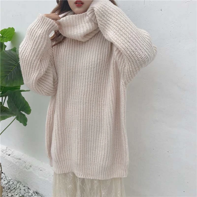 RUGOD Fashion Turtlenck Oversize Christmas Sweater Long Sleeve Solid Female Pullover Casual Women Winter Knitted | Женская одежда