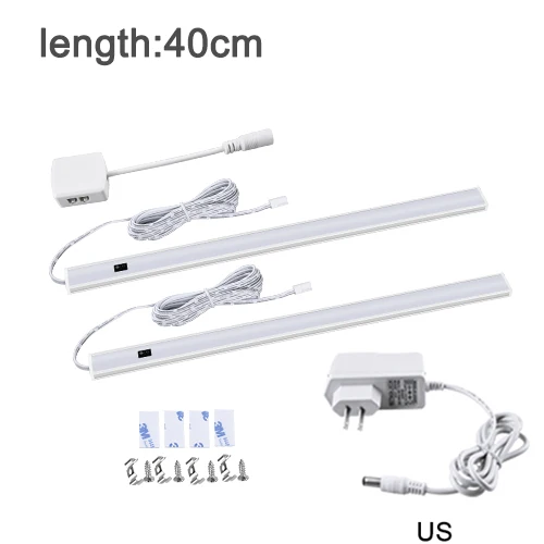 2X40cm US Adapter EeeToo светильник под шкаф, кухонный ручной волнистый датчик движения, светильник ing DC 12V светодиодный шкаф, светильник s для кухни - Цвет: 2X40cm US Adapter