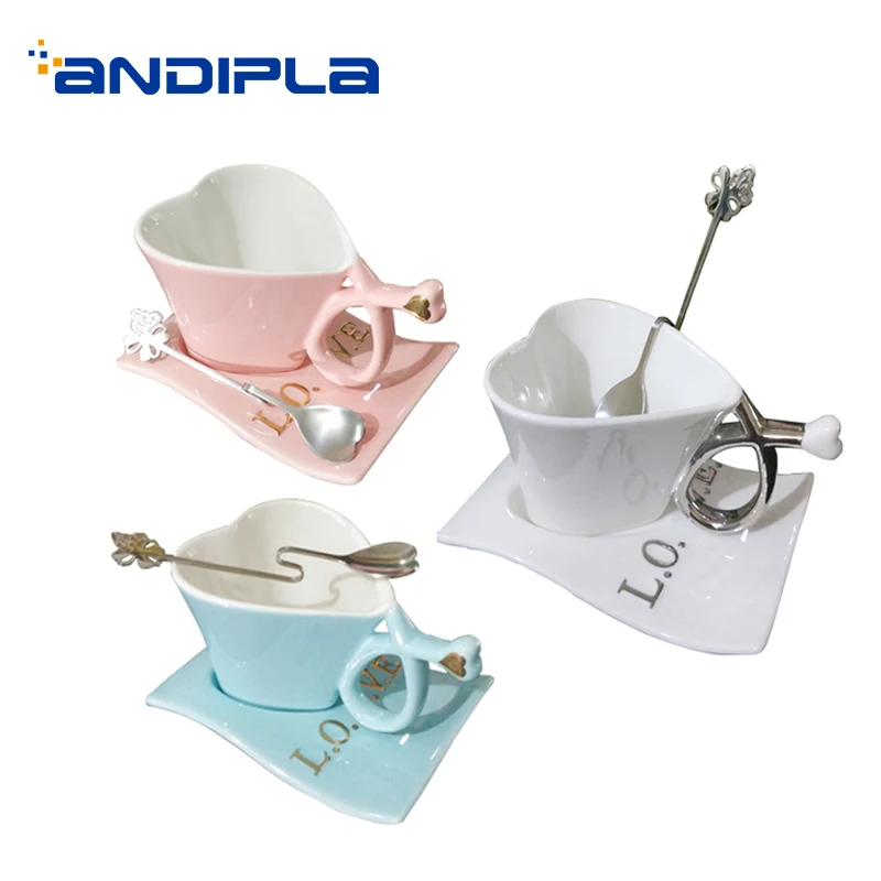 160 мл креативная керамическая в форме сердца фарфоровая кофейная чашка для