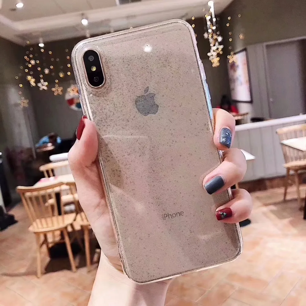 Fashion Glitter Transparent Soft Case For Apple iphone 6 7 8 G Plus X XR XS Max Cover New Shine IP 6plus 7plus 8plus XsMax Cases | Мобильные