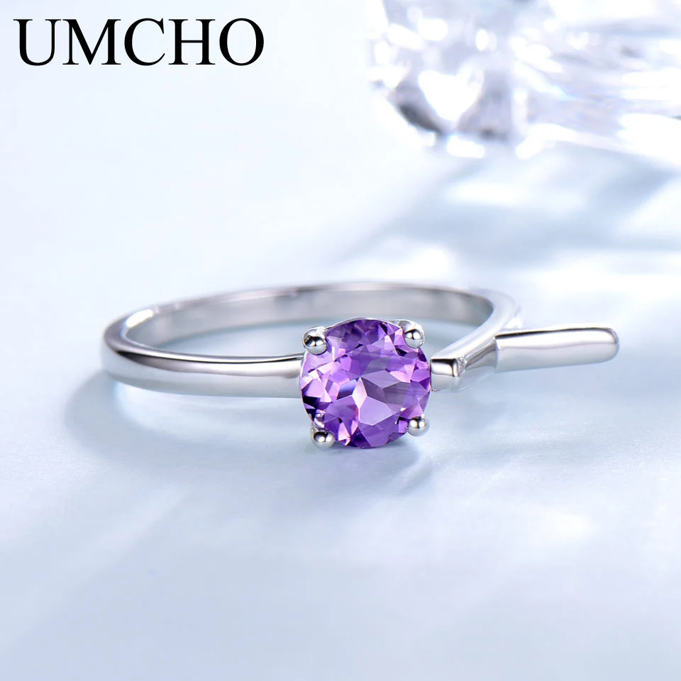 UMCHO серебро 925 ювелирные изделия натуральный аметистовый драгоченный камень