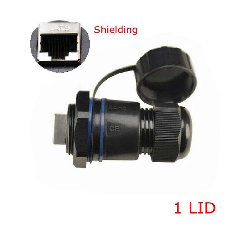 Waterproof RJ45 connector, Ethernet LAN RJ 45 CAT6 female M25 nut Straight head Shielded & No shielding Water proof socket plug