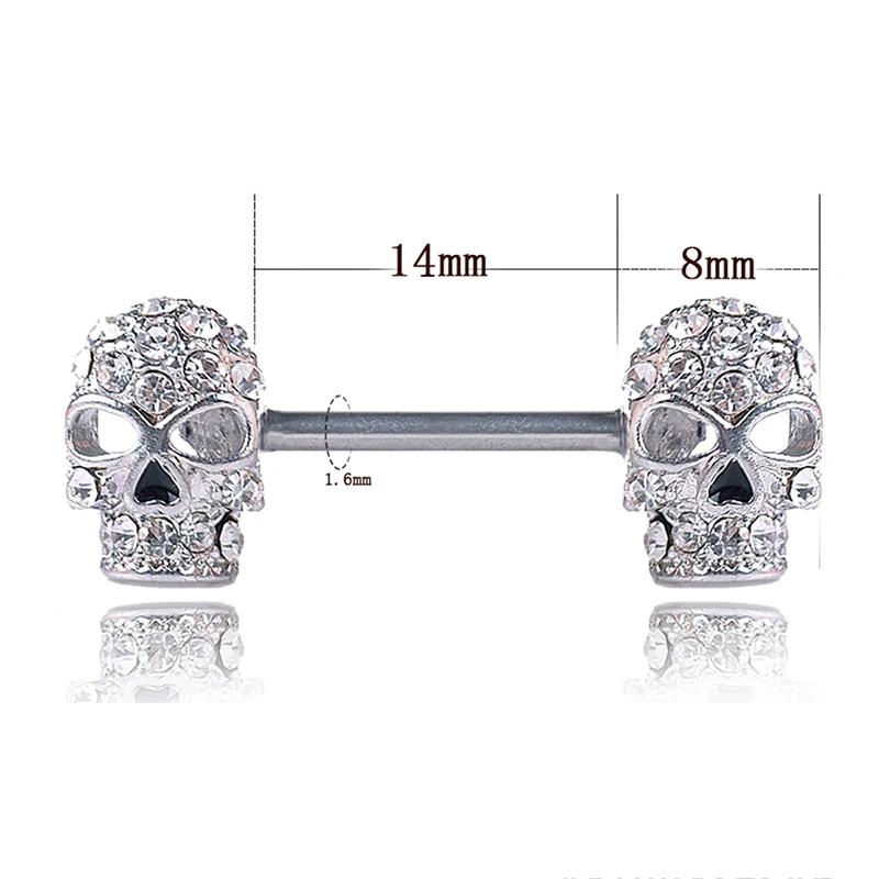 1 шт. кольцо для пирсинга сосков из нержавеющей стали с дизайном черепа