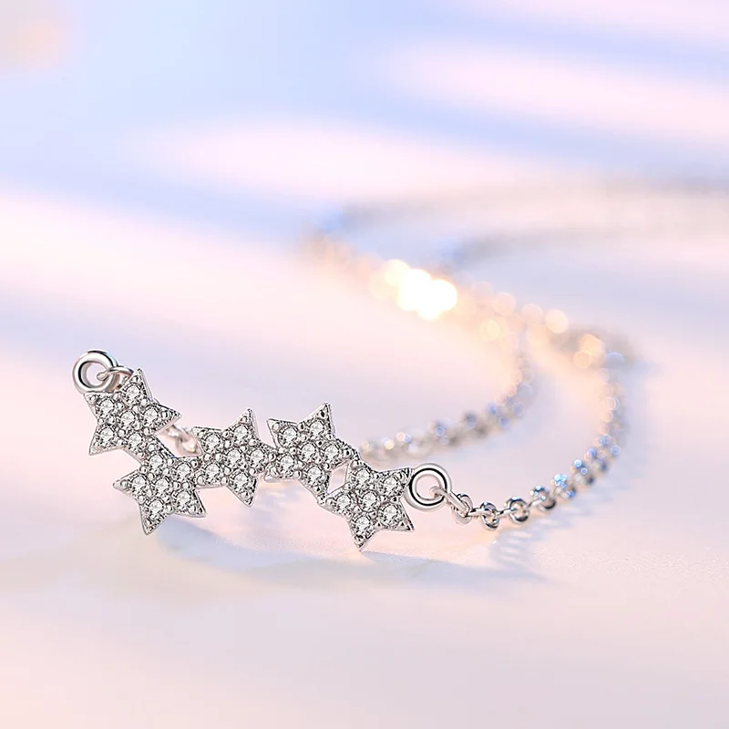 

Серебряное ожерелье, оптовая продажа, блестящий кристалл, звезда, дизайн, серебро 925 пробы, короткая цепочка, ожерелье, ювелирное изделие, св...