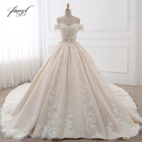 fmogl royal train sweetheart ball gown wedding dresses 2021 appliques flowers vintage lace bride gowns vestido de noiva