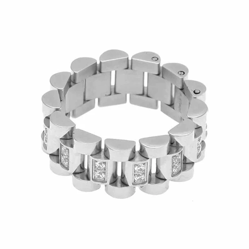 Silver Color Элитный бренд цвет серебристый, Золотой Цвет цепи дизайн металлический Для мужчин палец кольцо современный микро паве ЧР камень кольцо в стиле панк; бижутерия в стиле «хип-хоп» Z3M261 - Цвет основного камня: Silver Color