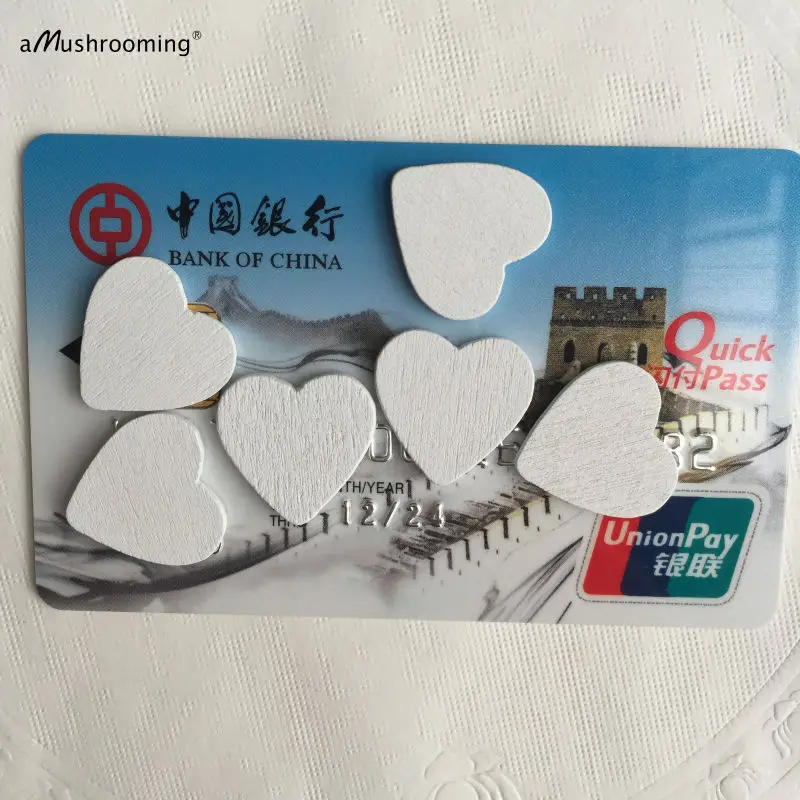 

(1000pcs/lot) Miniature Wooden Love Heart Pieces for Craft Card Making Wedding Decoration- 18mm - White