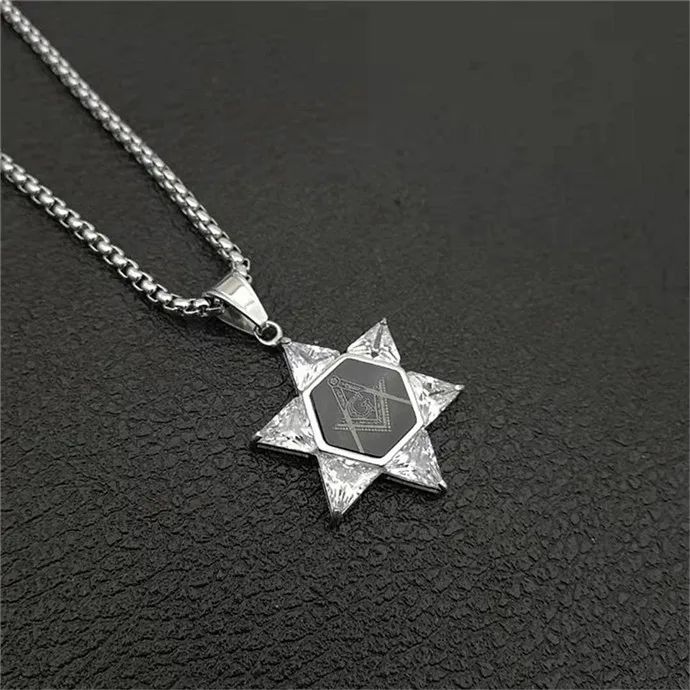Silver Color Еврейская Маген Звезда Давида Цепочки и ожерелья Для мужчин/Для женщин Израиль Иудаика украшения с иудейской символикой кулон с масонской символикой золото/серебро/черный Цвет - Окраска металла: Silver Color