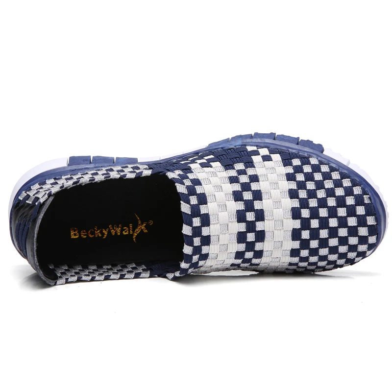 Лоферы BeckyWalk женские повседневная плетеная обувь на плоской подошве без застежки