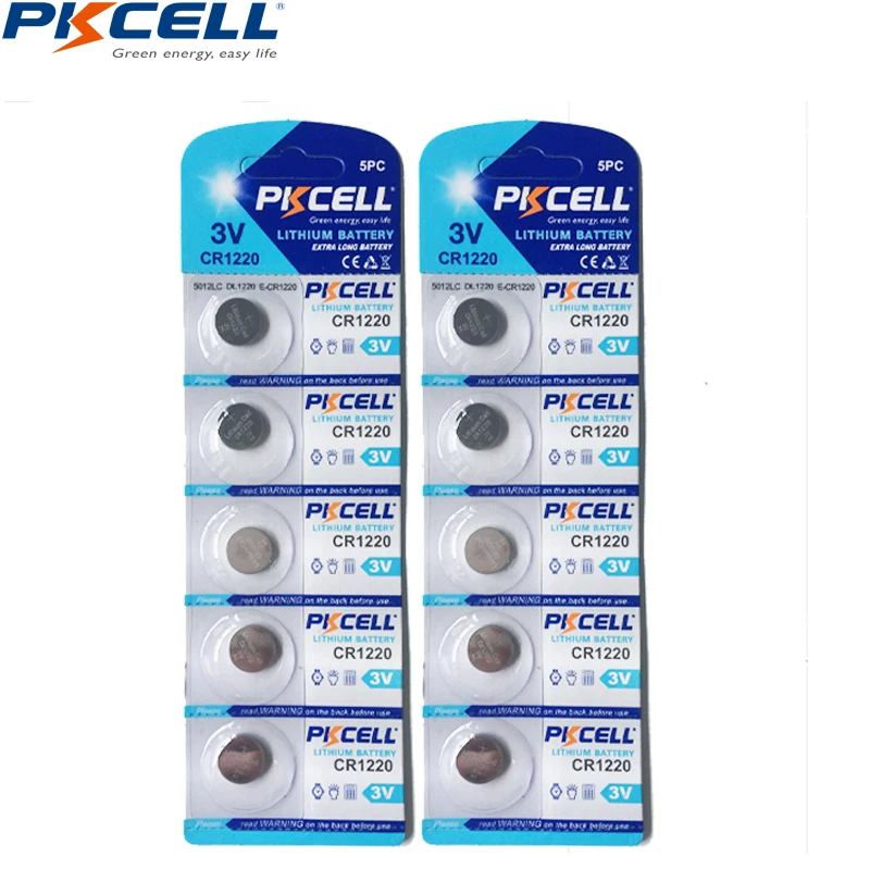 10 шт. Литиевые Батарейки PKCELL 3 в CR1220 DL1220 LM1220 ECR1220 1220|coin cell battery|coin cell3v battery |