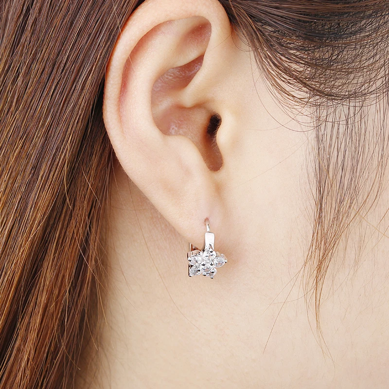 Женские серьги гвоздики из серебра 925 пробы с цирконом|earring jewelry|jewelry gift box wholesalejewelry