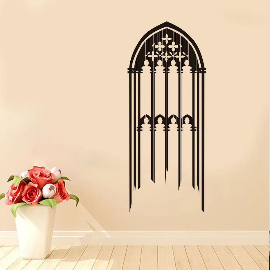 Готические настенные наклейки на окна свечи цветы украшение выдолбленные