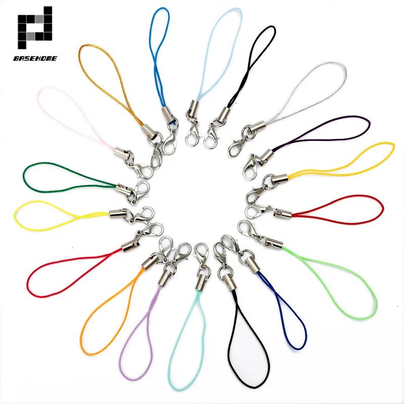 

50 шт., многоцветная застежка «Лобстер» (12 мм), шнур для шнурка (5 см), нейлоновые брелоки для мобильных телефонов, цепочка для ключей «сделай са...