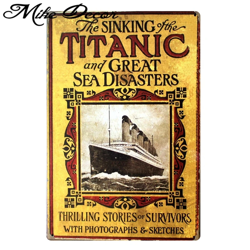 [Mike86] тонущий металлический знак Титаник и великое море художественный настенный