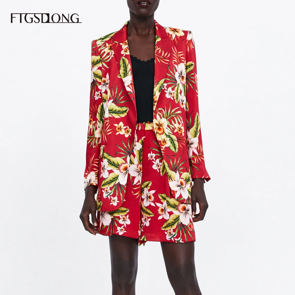 Женский офисный костюм FTGSDLONG комплект из 2 предметов с блейзером и шортами 2019 |