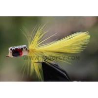 tigofly 12 pcs yellowred hackle body tail foam head popper bass fly fishing flies lures size 6