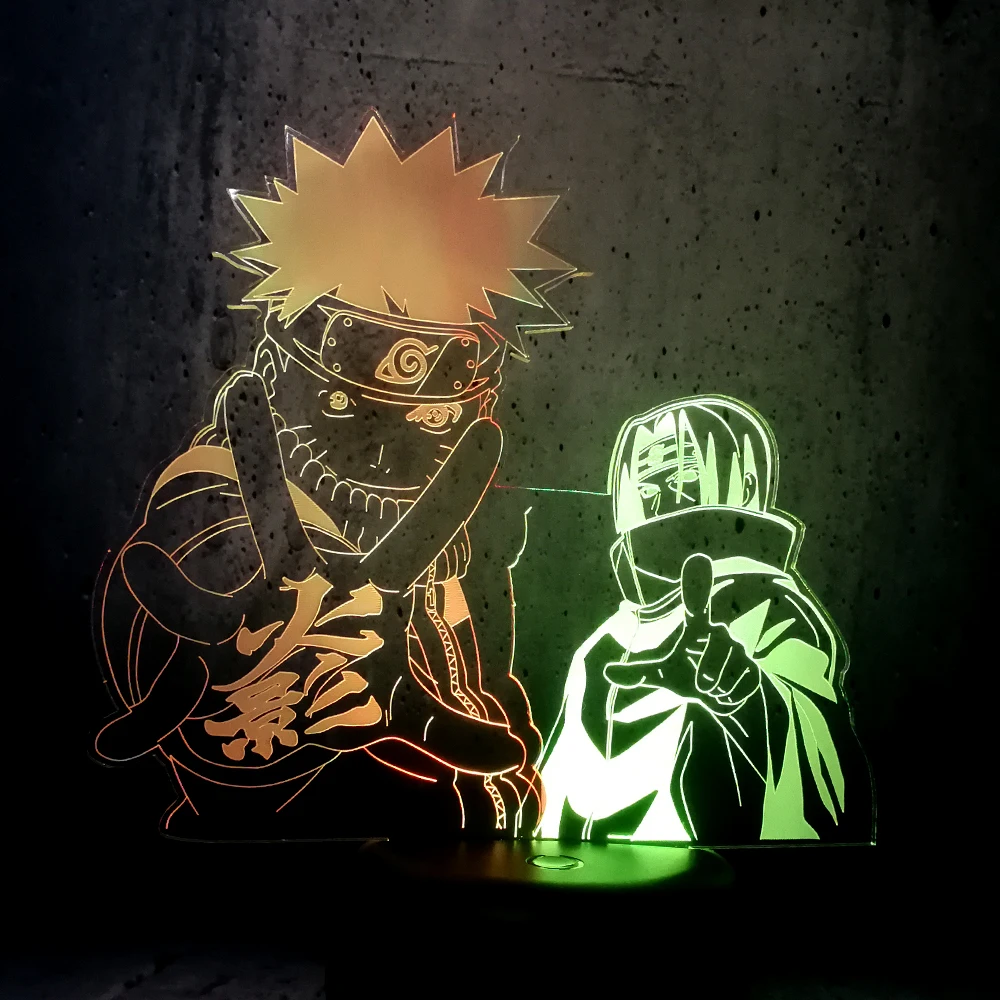 Трехмерная лампа Naruto and Sasuke смешанный супер крутой декоративный светильник для