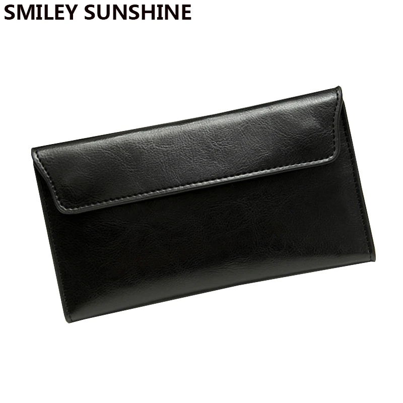 Тонкие женские кошельки из натуральной кожи модные черные длинные тонкие и