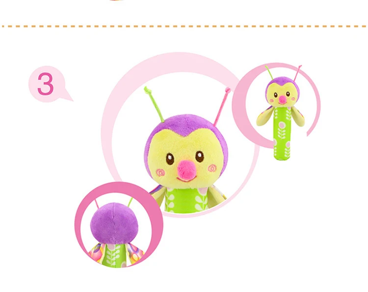 Baby Infant Newborns Plush Rattle Toy Hand Grasp Teethers Cute Animal Stuffed Handbell Ring Early Education Boys Girls Gift