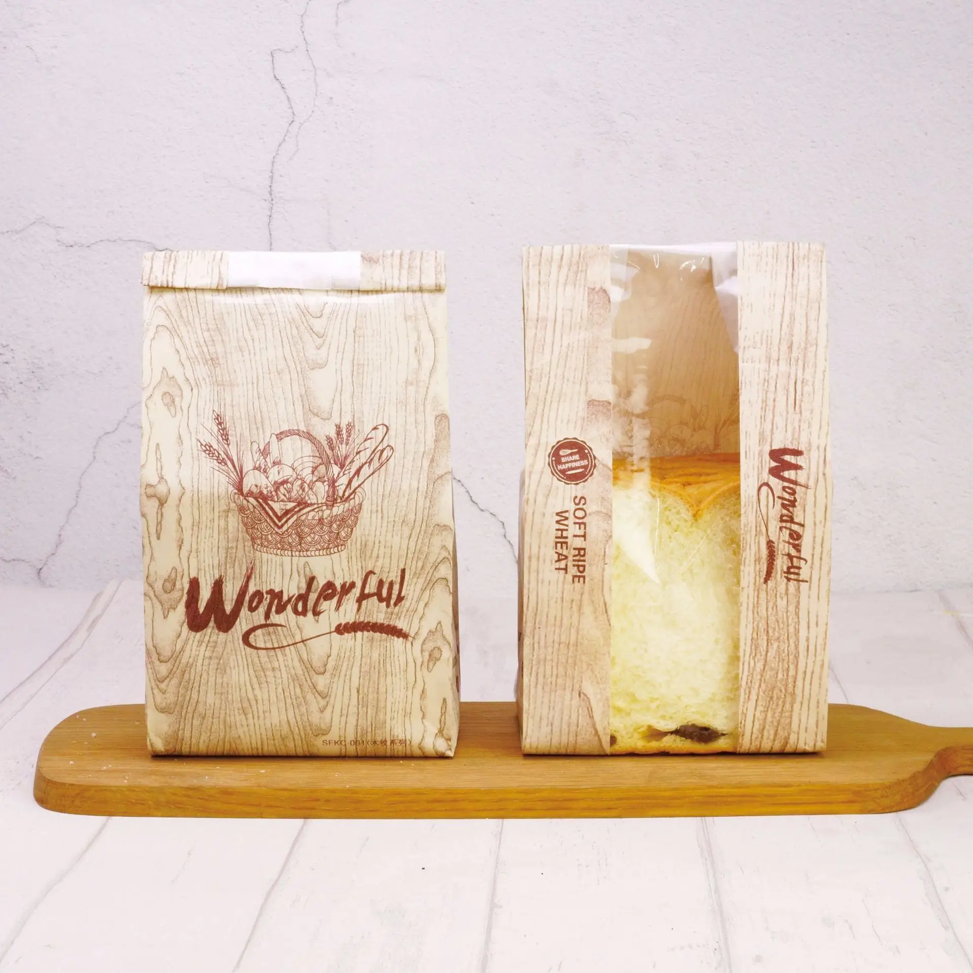 50Pcs Kraft Paper Bread Packing Bag Baking Toast Takeaway Food Package Cake Wedding Party Decor with Display Window | Дом и сад