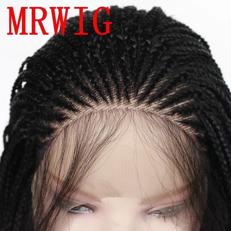 MRWIG Box плетеные косички без клея синтетический фронтальный кружевной парик