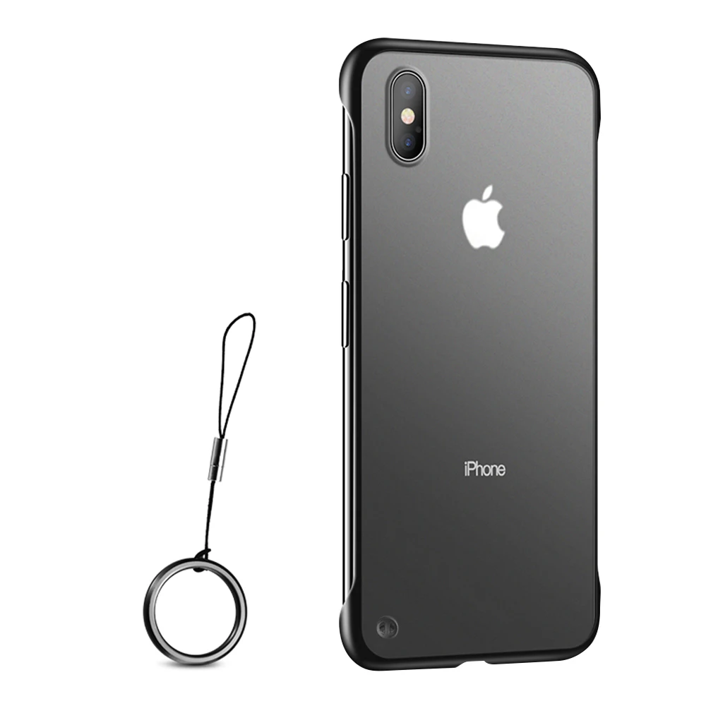 Черный Роскошный Бескаркасный чехол для телефона iPhone XS Max X прозрачный чехол для iPhone 6 S 6 7 8 Plus Акриловые Матовые чехлы оболочка - Цвет: Черный