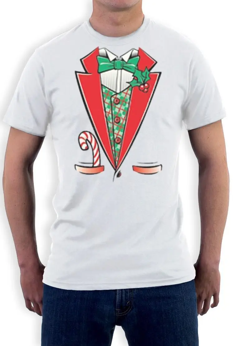 Festive Christmas Tuxedo T-Shirt Xmas Party Ugly Sweater Holidays Gift Idea Tee | Мужская одежда