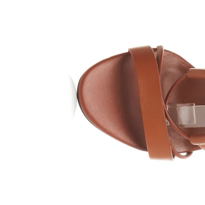 

Tuyoki Gladiator Women's Genuine Leather High Heel Sandals Summer Vacation Beach Shoes Woman Thick Heels Sandals Size 33-40