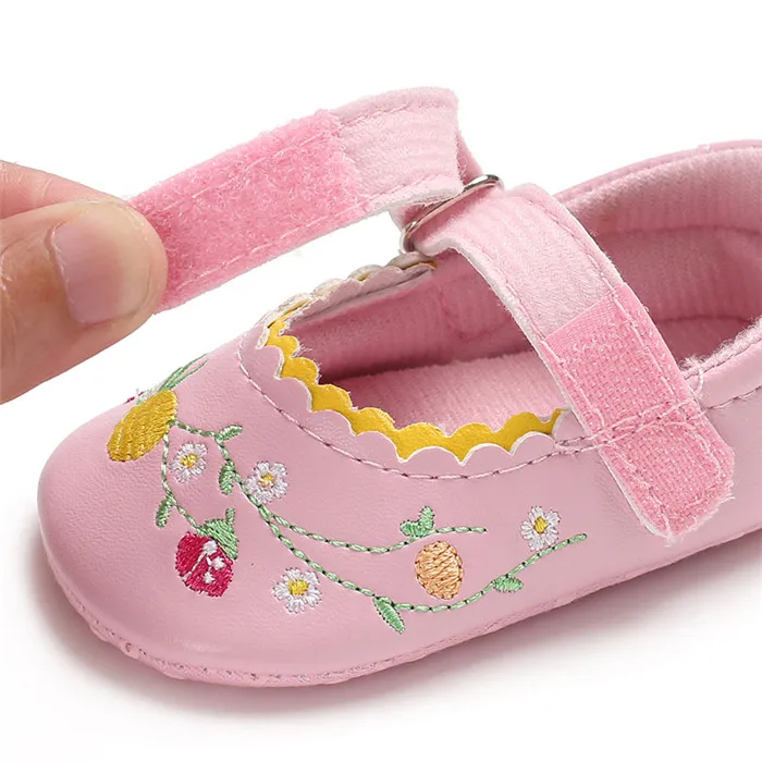 

Baby Girls Princess Shoes Newborn Mary Jane Pu Leather Flower First Walkers Crib Pram Bebe Soft Soled Footwear Shoes